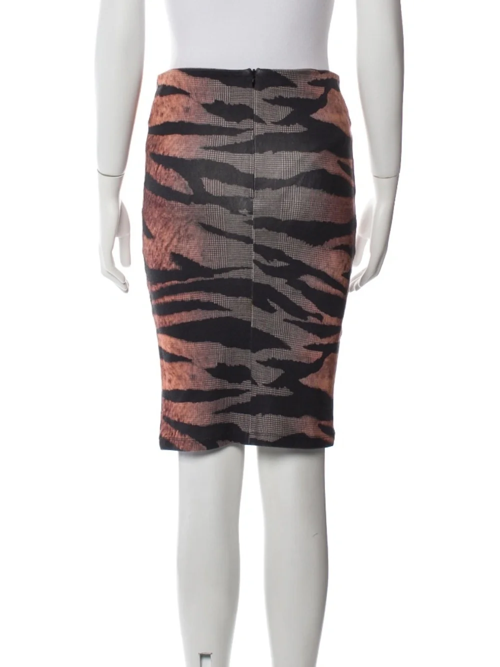 McQ ALEXANDER MCQUEEN | Animal Multi Tiger Print Cotton Pencil Skirt | Size XS